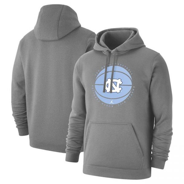 Men North Carolina Tar Heels Grey Basketball Pullover Hoodie