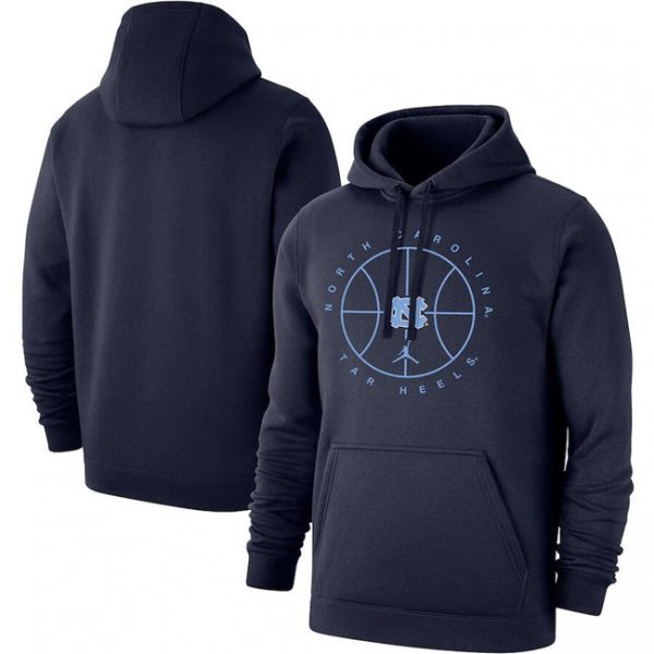 Men North Carolina Tar Heels Navy Basketball Icon Club Fleece Pullover Hoodie