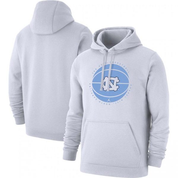 Men North Carolina Tar Heels White Basketball Pullover Hoodie