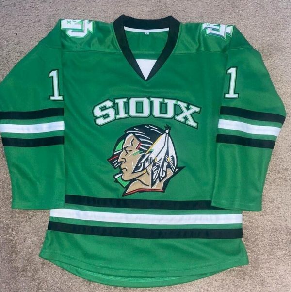 North Dakota Fighting Hawks Custom Green Stitched Jersey
