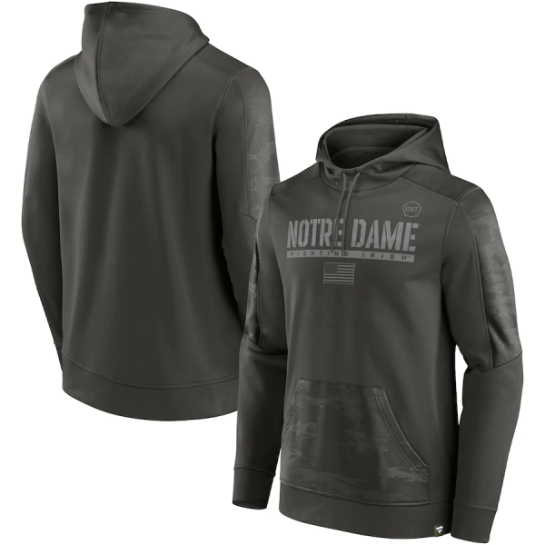 Men Notre Dame Fighting Irish Olive OHT Military Appreciation Guardian Pullover Hoodie