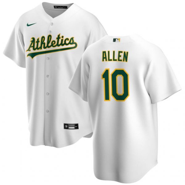 Men Oakland Athletics #10 Nick Allen White Cool Base Stitched Jersey
