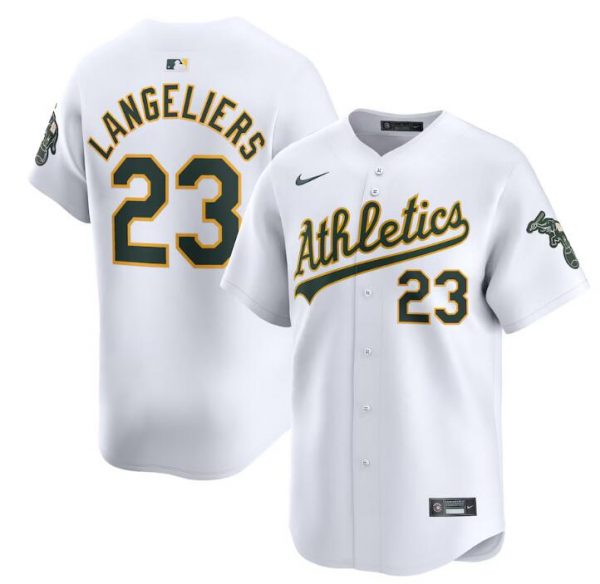 Men Oakland Athletics #23 Shea Langeliers White Home Limited Stitched Jersey