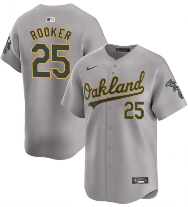 Men Oakland Athletics #25 Brent Rooker Grey Away Limited Stitched Jersey