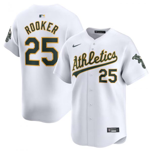 Men Oakland Athletics #25 Brent Rooker White Home Limited Stitched Jersey