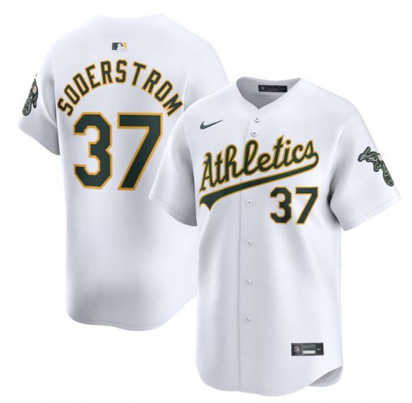 Men Oakland Athletics #37 Tyler Soderstrom White Home Limited Stitched Jersey