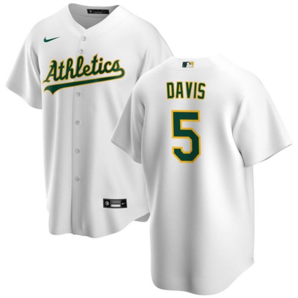 Men Oakland Athletics #5 J.D. Davis White Cool Base Stitched Jersey