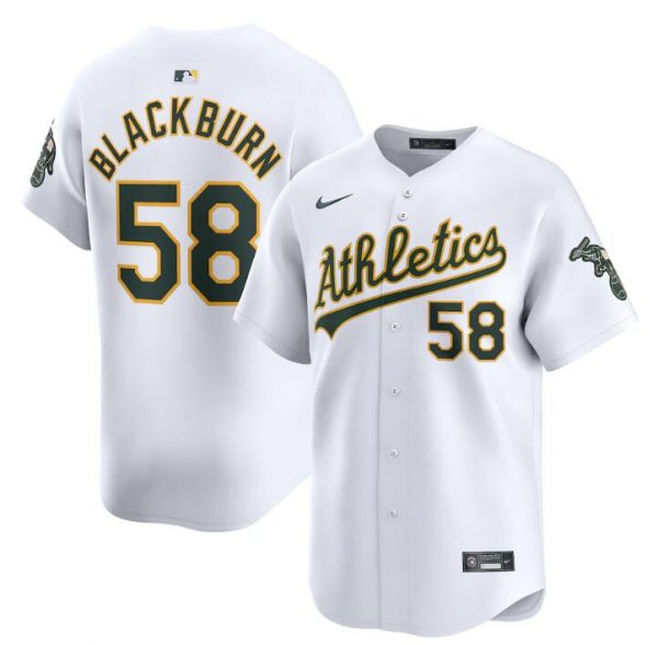 Men Oakland Athletics #58 Paul Blackburn White Home Limited Stitched Jersey