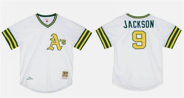 Men Oakland Athletics #9 Reggie Jackson White Mitchell & Ness Stitched Jersey