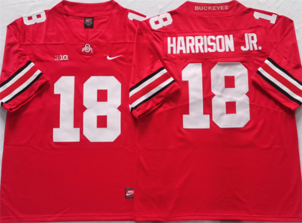 Men Ohio State Buckeyes #18 Harrinson jr Red Stitched Jersey