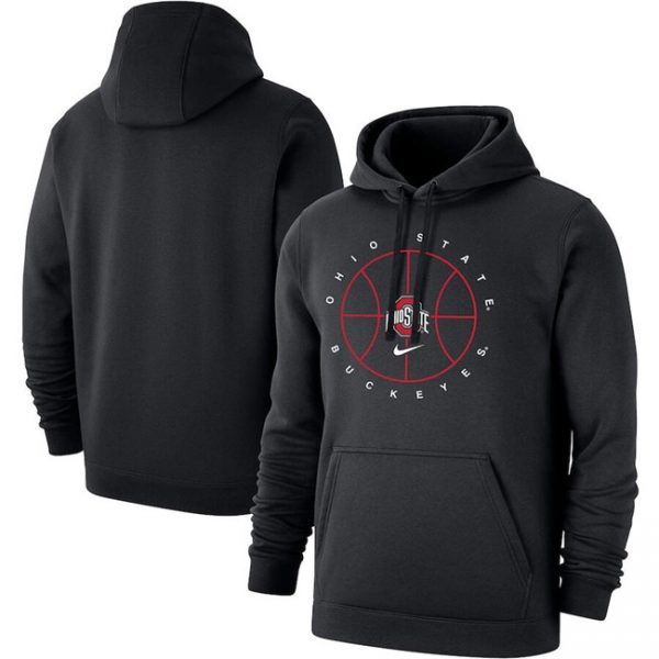 Men Ohio State Buckeyes Black Basketball Icon Club Fleece Pullover Hoodie