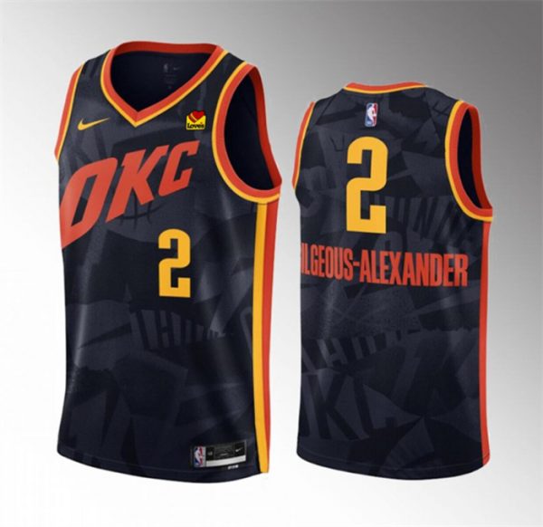 Men Oklahoma City Thunder #2 Shai Gilgeous-Alexander Black 2023/24 City Edition Stitched Basketball Jersey