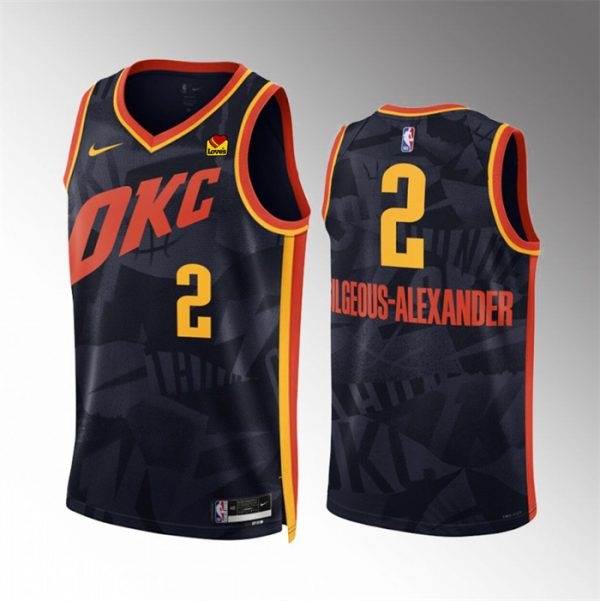 Men Oklahoma City Thunder #2 Shai Gilgeous-Alexander Black 2023/24 City Edition Stitched Basketball Jersey