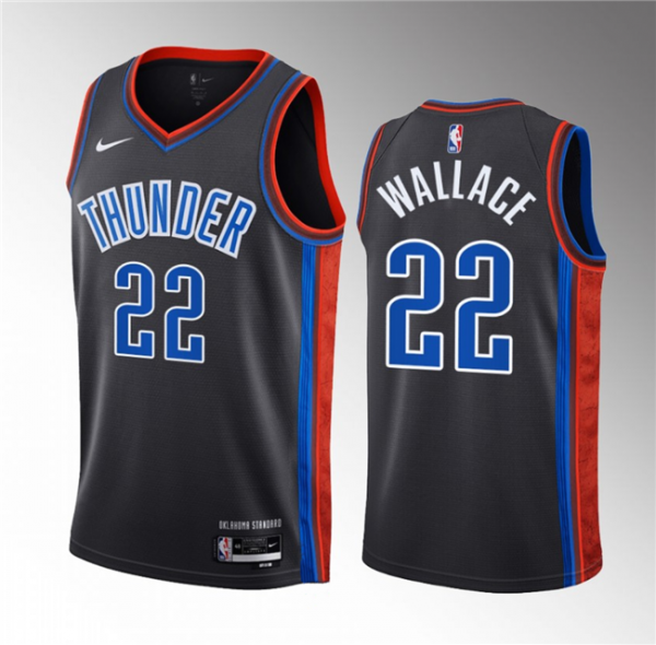 Men Oklahoma City Thunder #22 Cason Wallace Black 2023 Draft City Edition Stitched Basketball Jersey