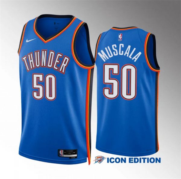 Men Oklahoma City Thunder #50 Mike Muscala Stitched Blue Icon Edition Basketball Jersey