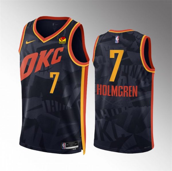 Men Oklahoma City Thunder #7 Chet Holmgren Black 2023/24 City Edition Stitched Basketball Jersey