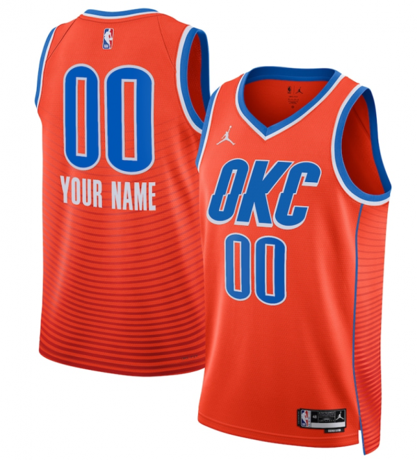 Oklahoma City Thunder Active Player Custom Orange Statement Edition Stitched Basketball Jersey