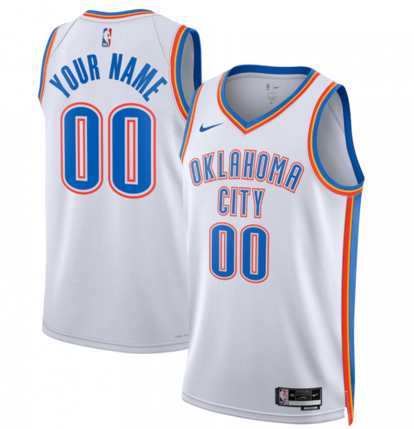 Oklahoma City Thunder Active Player Custom White Association Edition Stitched Basketball Jersey