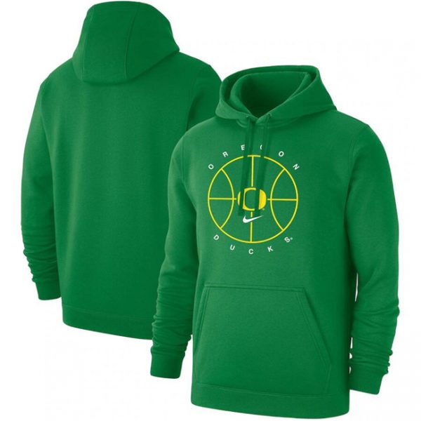Men Oregon Ducks Green Basketball Icon Club Fleece Pullover Hoodie