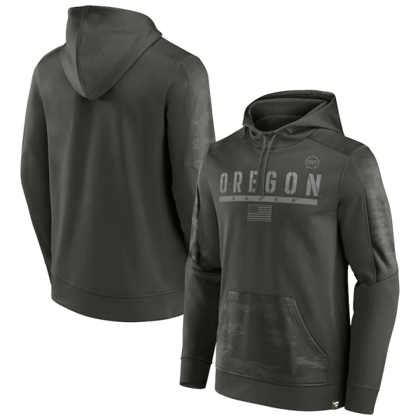 Men Oregon Ducks Olive OHT Military Appreciation Guardian Pullover Hoodie
