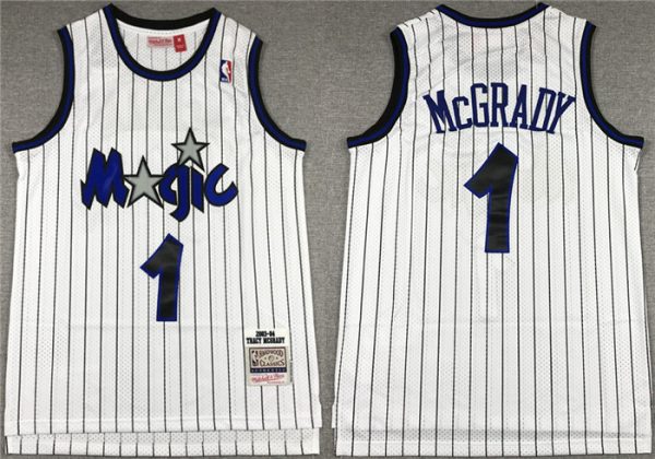 Men Orlando Magic #1 Tracy McGrady 2003-04 White Stitched Jersey