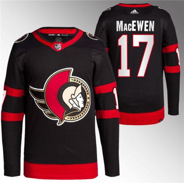 Men Ottawa Senators #17 Zack MacEwen Black Premier Breakaway Stitched Jersey