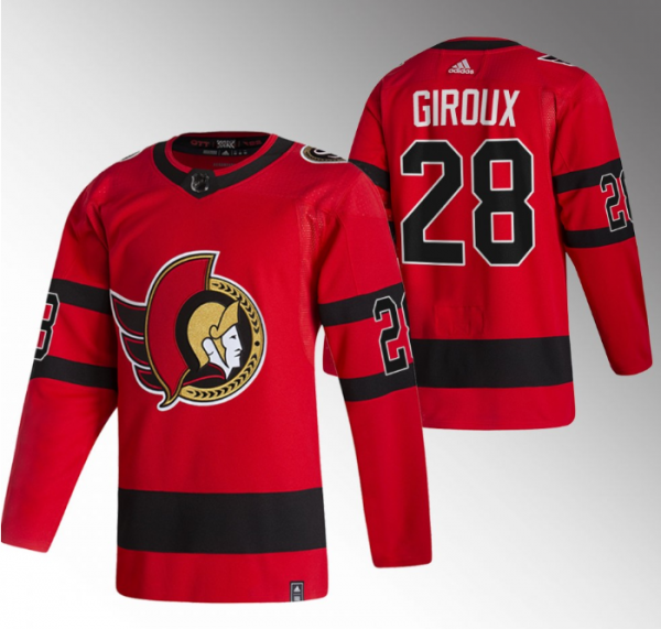 Men Ottawa Senators #28 Claude Giroux 2021 Red Reverse Retro Stitched Jersey
