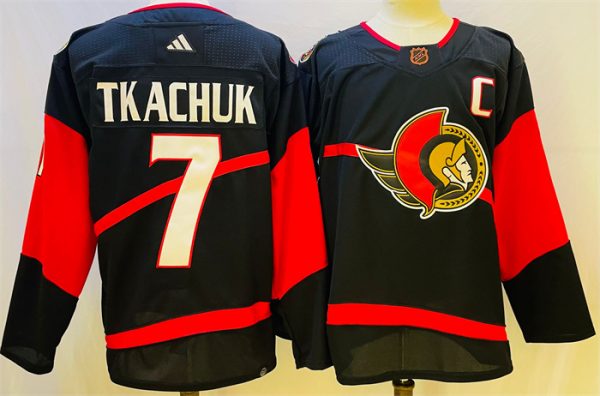 Men Ottawa Senators #7 Brady Tkachuk Black Stitched Jersey