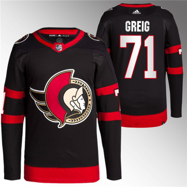 Men Ottawa Senators #71 Ridly Greig Black Premier Breakaway Stitched Jersey
