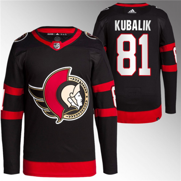 Men Ottawa Senators #81 Dominik Kubalik Black Premier Breakaway Stitched Jersey