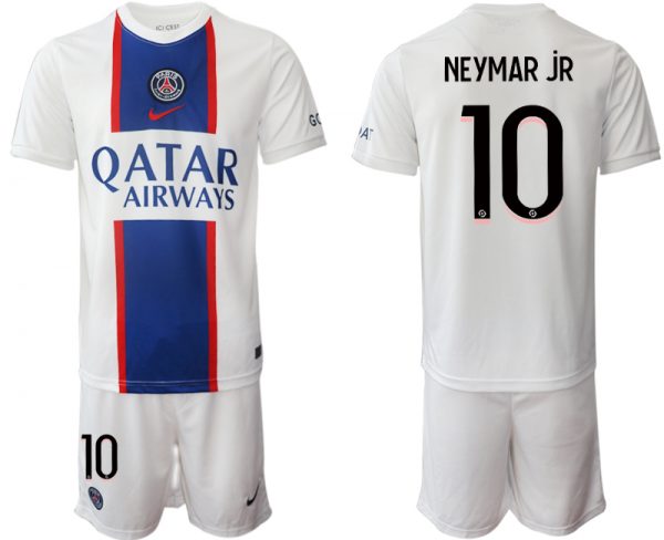 Men Paris Saint-Germain #10 Neymar Jr 2023 White Away Soccer Jersey Suit