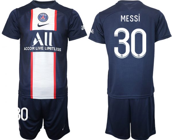 Men Paris Saint-Germain #30 Lionel Messi 2023 Navy Home Soccer Jersey Suit