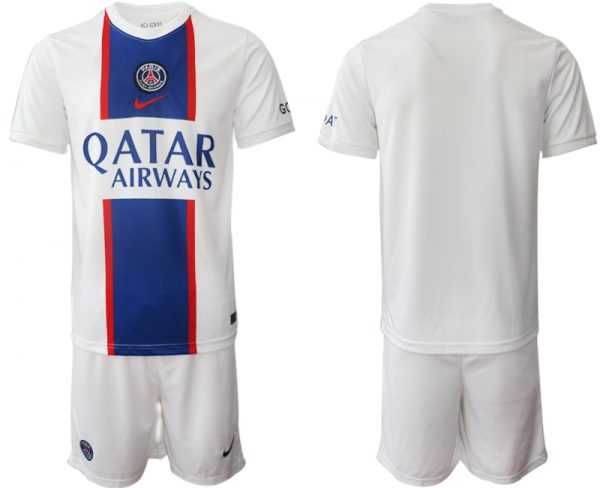 Men Paris Saint-Germain Blank 2023 White Away Soccer Jersey Suit