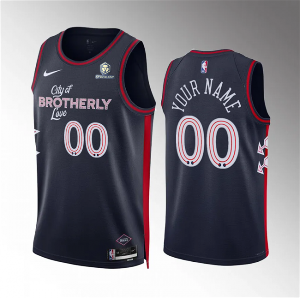 Philadelphia 76ers Active Player Custom Navy 2023/24 City Edition Stitched Jersey