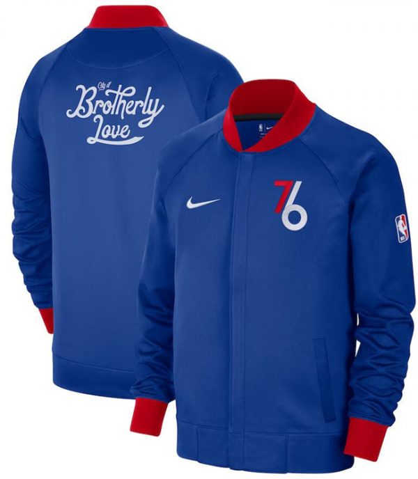 Men Philadelphia 76ers Blue 2022/23 City Edition Showtime Thermaflex Full-Zip Jacket