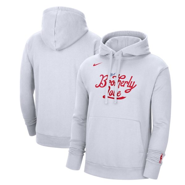 Men Philadelphia 76ers White 2022/23 City Edition Essential Pullover Hoodie