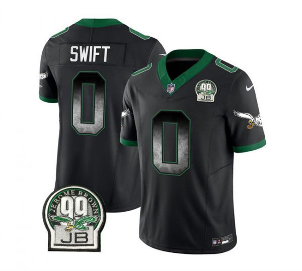 Men Philadelphia Eagles #0 D'Andre Swift Black 2023 F.U.S.E. Throwback Vapor Untouchable Limited Stitched Football Jersey