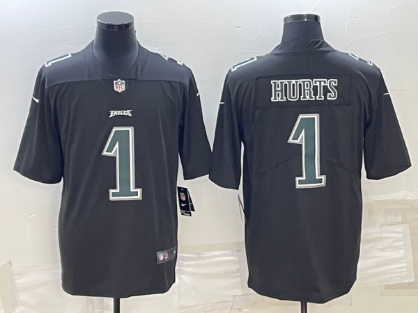 Men Philadelphia Eagles #1 Jalen Hurts Black Green Vapor Untouchable Limited Stitched Jersey