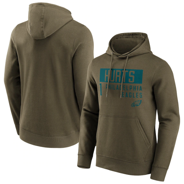 Men Philadelphia Eagles #1 Jalen Hurts Fashion Name & Number Hoodie