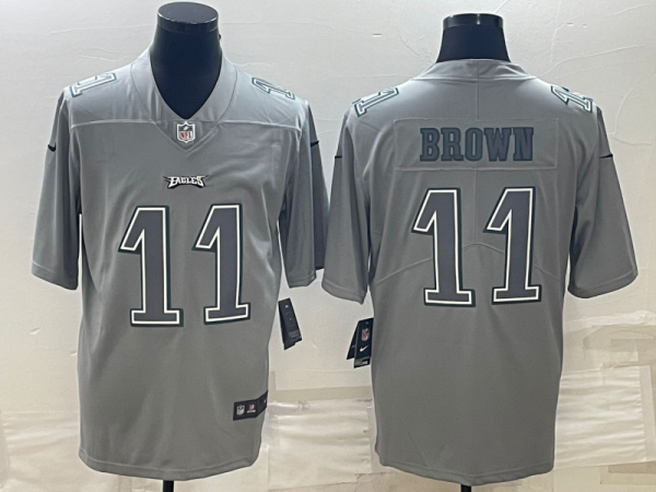 Men Philadelphia Eagles #11 A.J. Brown Gray Atmosphere Fashion Stitched Jersey
