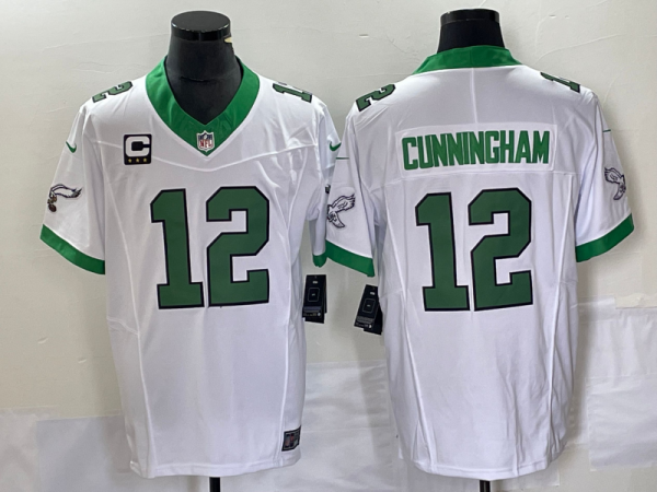 Men Philadelphia Eagles #12 Randall Cunningham White 2023 F.U.S.E. With C Patch Vapor Untouchable Stitched Football Jersey
