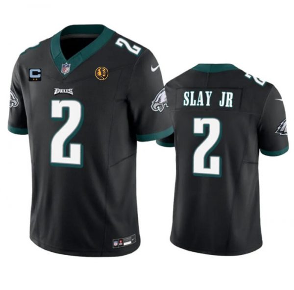 Men Philadelphia Eagles #2 Darius Slay JR Black 2023 F.U.S.E. With 1-star C Patch And John Madden Patch Vapor Limited Stitched Football Jersey