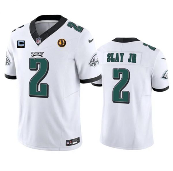 Men Philadelphia Eagles #2 Darius Slay JR White 2023 F.U.S.E. With 2-star C Patch And John Madden Patch Vapor Limited Stitched Football Jersey