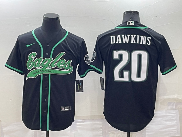 Men Philadelphia Eagles #20 Brian Dawkins Black Cool Base Stitched Baseball Jersey
