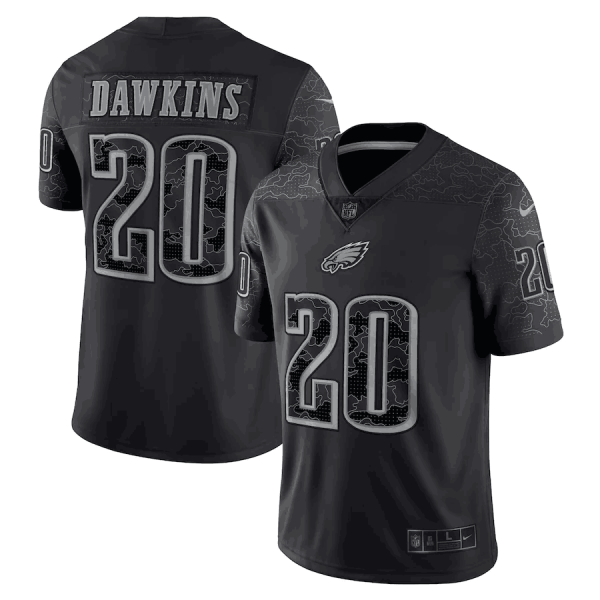 Men Philadelphia Eagles #20 Brian Dawkins Black Reflective Limited Stitched Jersey
