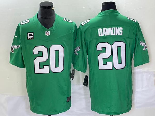 Men Philadelphia Eagles #20 Brian Dawkins Green 2023 F.U.S.E. With C Patch Vapor Untouchable Stitched Football Jersey