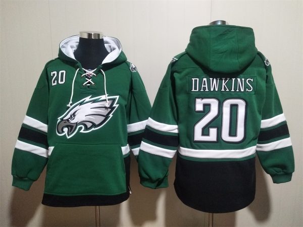 Men Philadelphia Eagles #20 Brian Dawkins Green Ageless Must-Have Lace-Up Pullover Hoodie