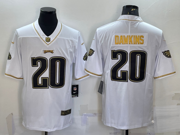 Men Philadelphia Eagles #20 Brian Dawkins White Gold Limited Stitched Jersey