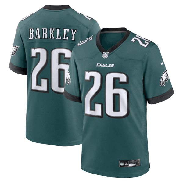 Men Philadelphia Eagles #26 Saquon Barkley Green Stitched Game Jersey