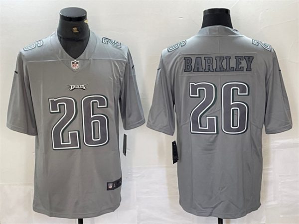 Men Philadelphia Eagles #26 Saquon Barkley Grey Atmosphere Fashion Stitched Jersey